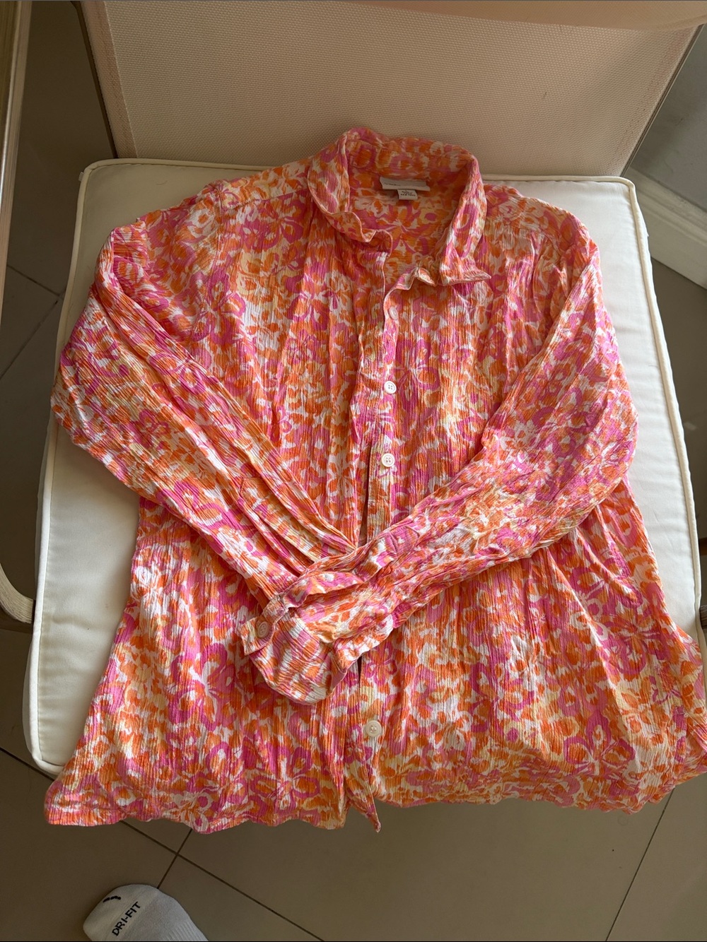 Women’s Pink & Orange Floral Button-Front Blouse